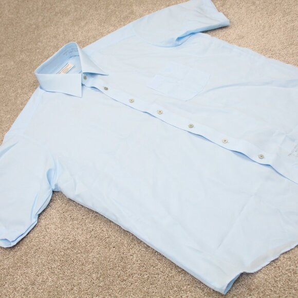 Vintage Sears Dress Shirt Mens 17 Blue Perma Prest Ultressa Polyester S/S Button - Picture 6 of 12